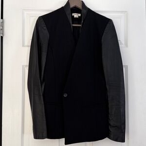 Helmut Lang Asymmetrical Leather Sleeve Jacket Women’s size 8